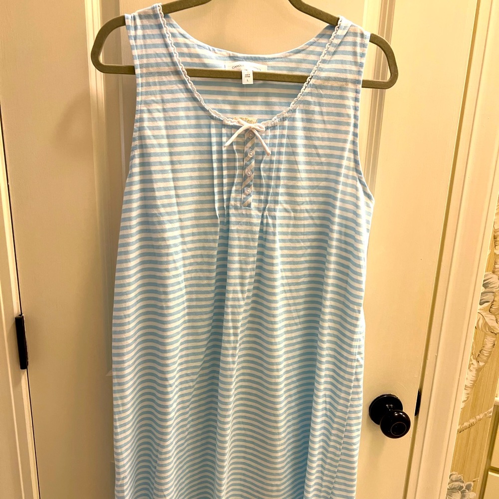 Carole Hochman NWT pajamas nightgown blue striped midnight size Large.